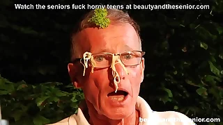 Blonde escort a&period; rich grey grandpa and sucks chauffeur